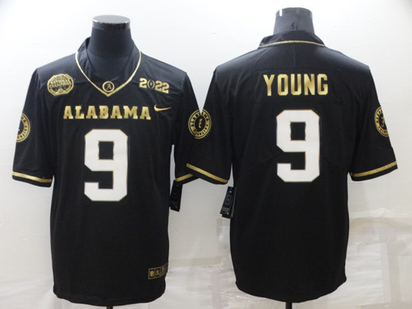 Alabama Crimson Tide #9 Bryce Young 2022 Patch Black Gold Stitched Jersey